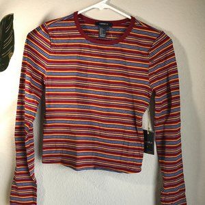Cropped Striped Shirt with Long Sleeves